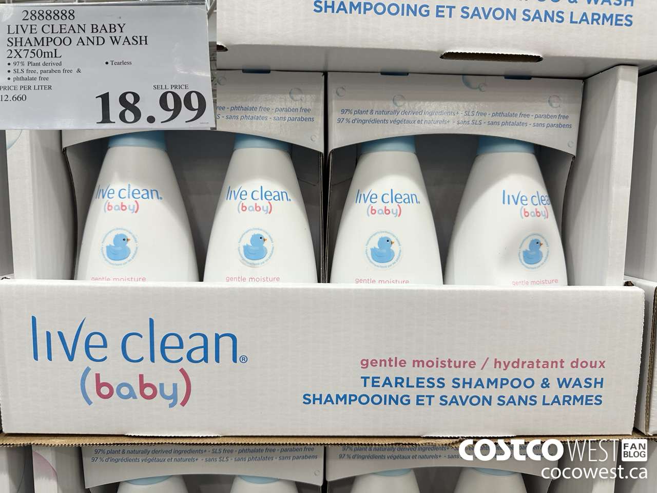 2888888 LIVE CLEAN BABY TEARLESS SHAMPOO AND WASH 2 X 750 ML $18.99