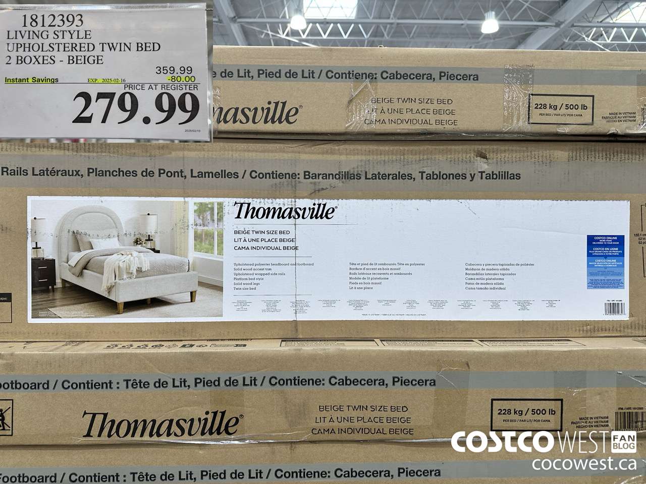 1812393 LIVING STYLE UPHOLSTERED TWIN BED 2 BOXES BEIGE ($80.00 INSTANT SAVINGS EXPIRES ON 2025-02-16) $279.99