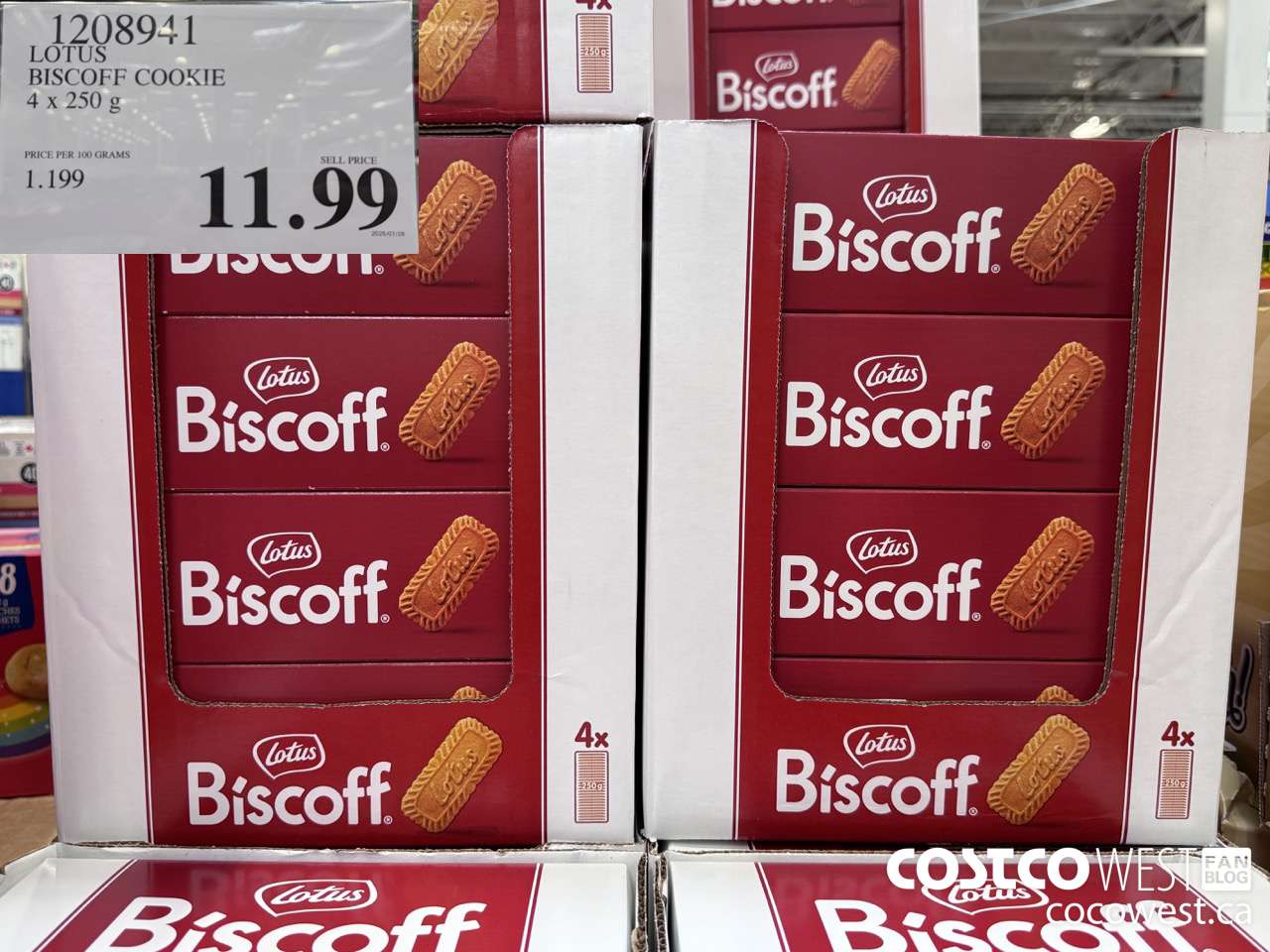 1208941 LOTUS BISCOFF COOKIE 4 x 250 g $11.99