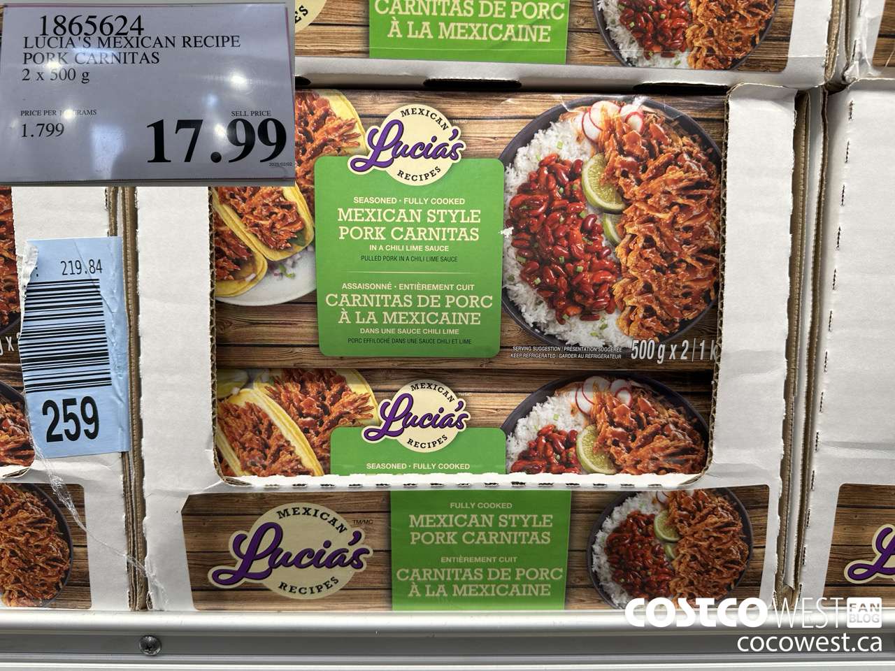 1865624 LUCIA'S MEXICAN RECIPE PORK CARNITAS 2 X 500G $17.99