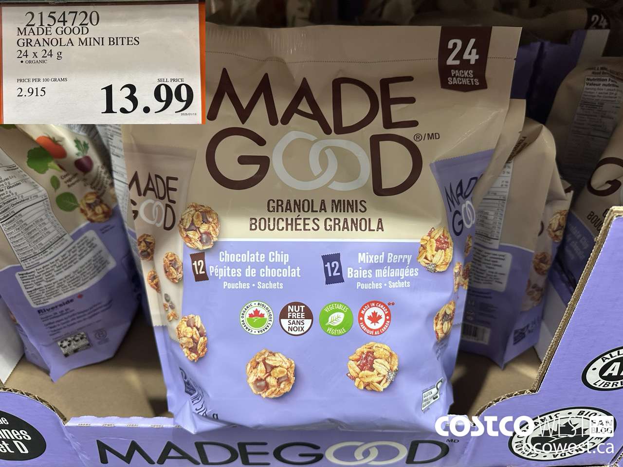 2154720 MADE GOOD GRANOLA MINI BITES 24 X 24G $13.99
