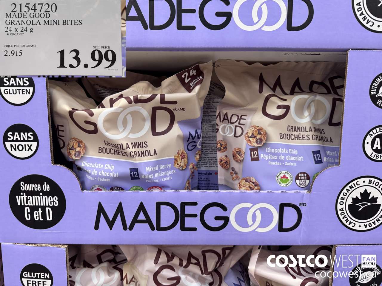 2154720 MADE GOOD GRANOLA MINI BITES 24 X 24G $13.99