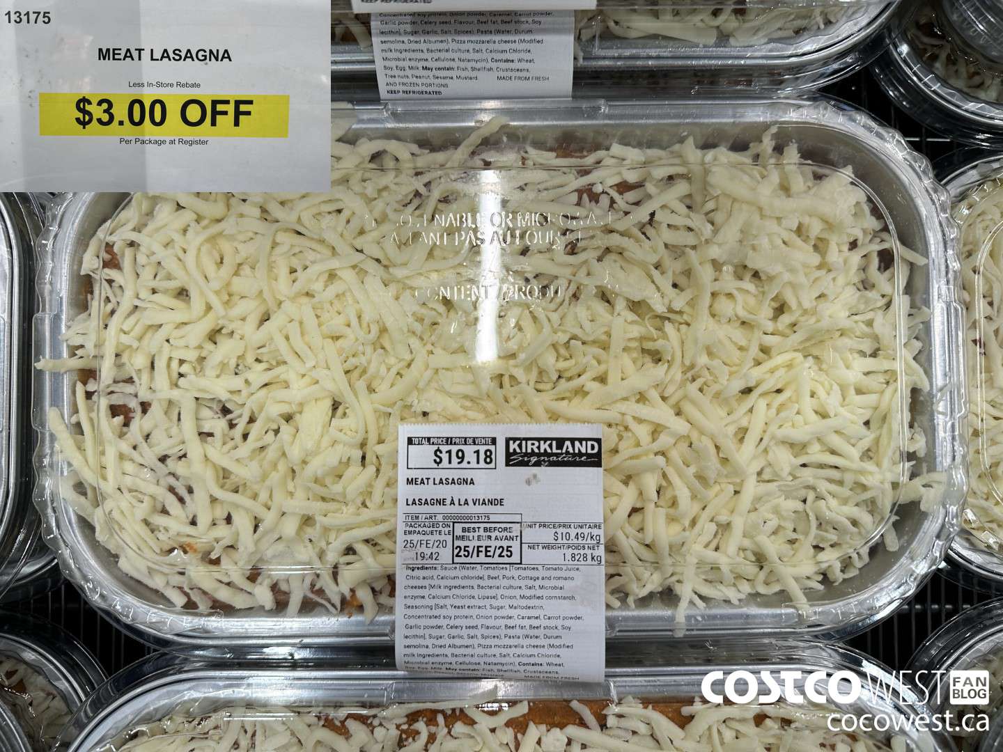 13175 MEAT LASAGNA ($3.00 INSTANT SAVINGS)