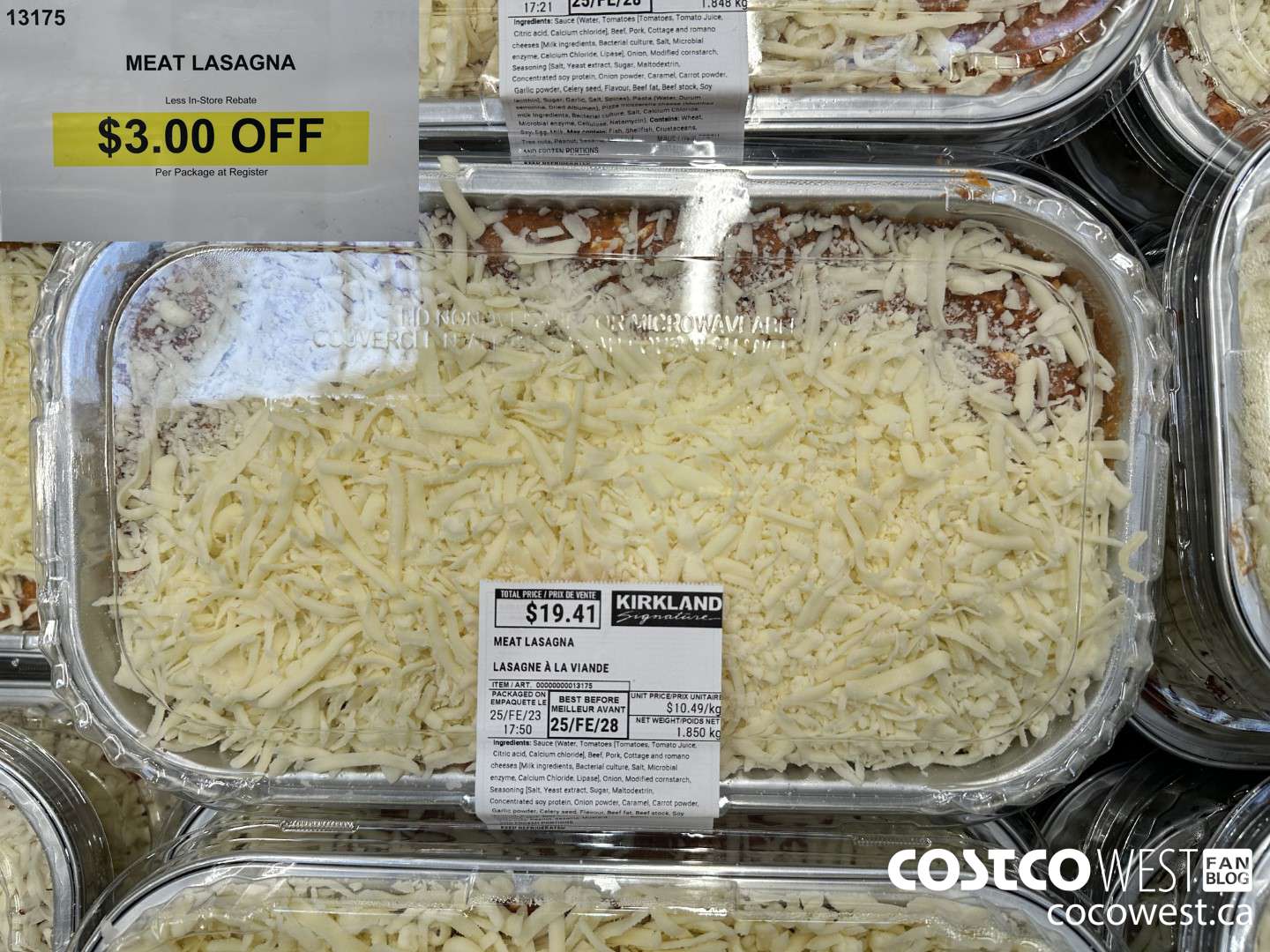 13175 MEAT LASAGNA ($3.00 INSTANT SAVINGS)