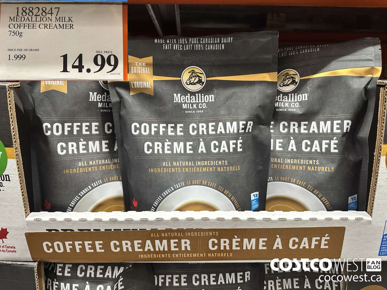 1882847 MEDALLION MILK COFFEE CREAMER 750ML $14.99