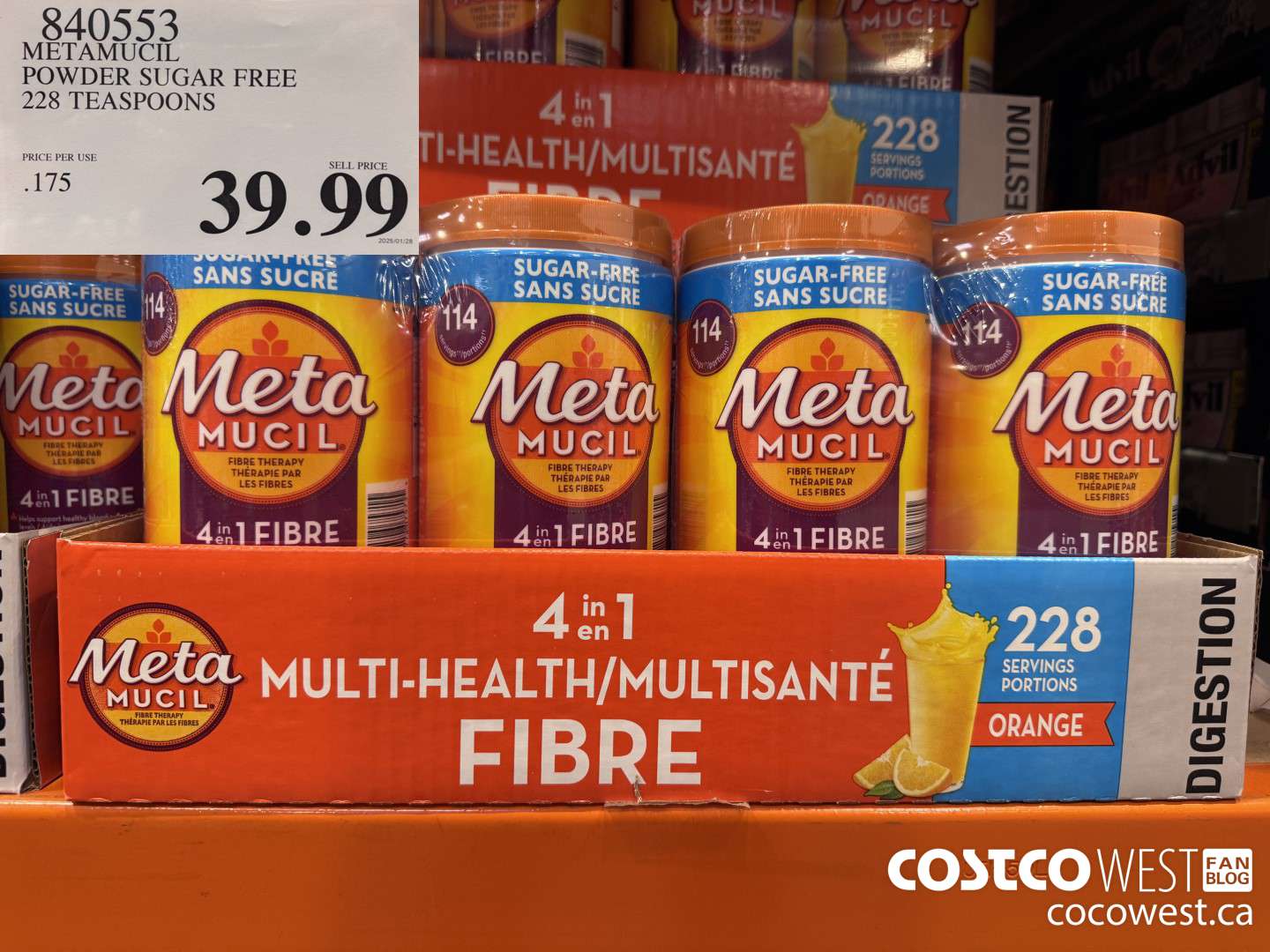 840553 METAMUCIL POWDER SUGAR FREE 228 TEASPOONS $39.99