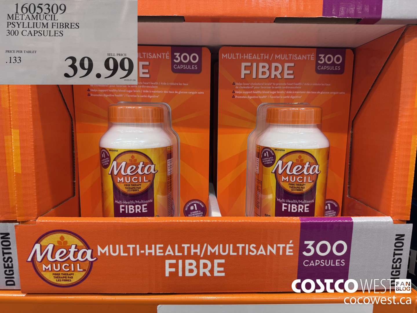 1605309 METAMUCIL PSYLLIUM FIBRES 300 CAPSULES $39.99