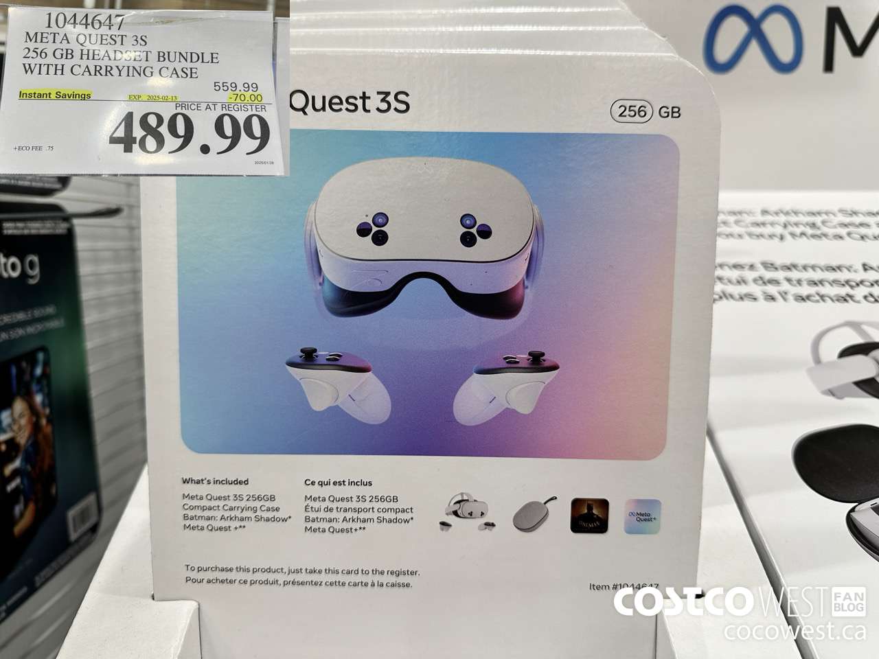 1044647 META QUEST 3S 256GB HEADSET BUNDLE WITH CARRYING CASE ($70.00 INSTANT SAVINGS EXPIRES ON 2025-02-13) $489.99