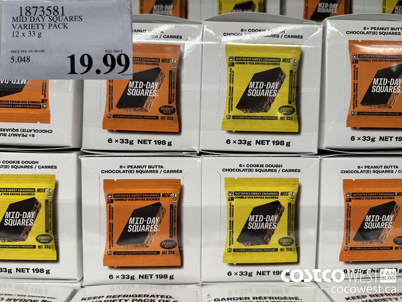 1873581 MID DAY SQUARES VARIETY PACK 12 X 33G $19.99