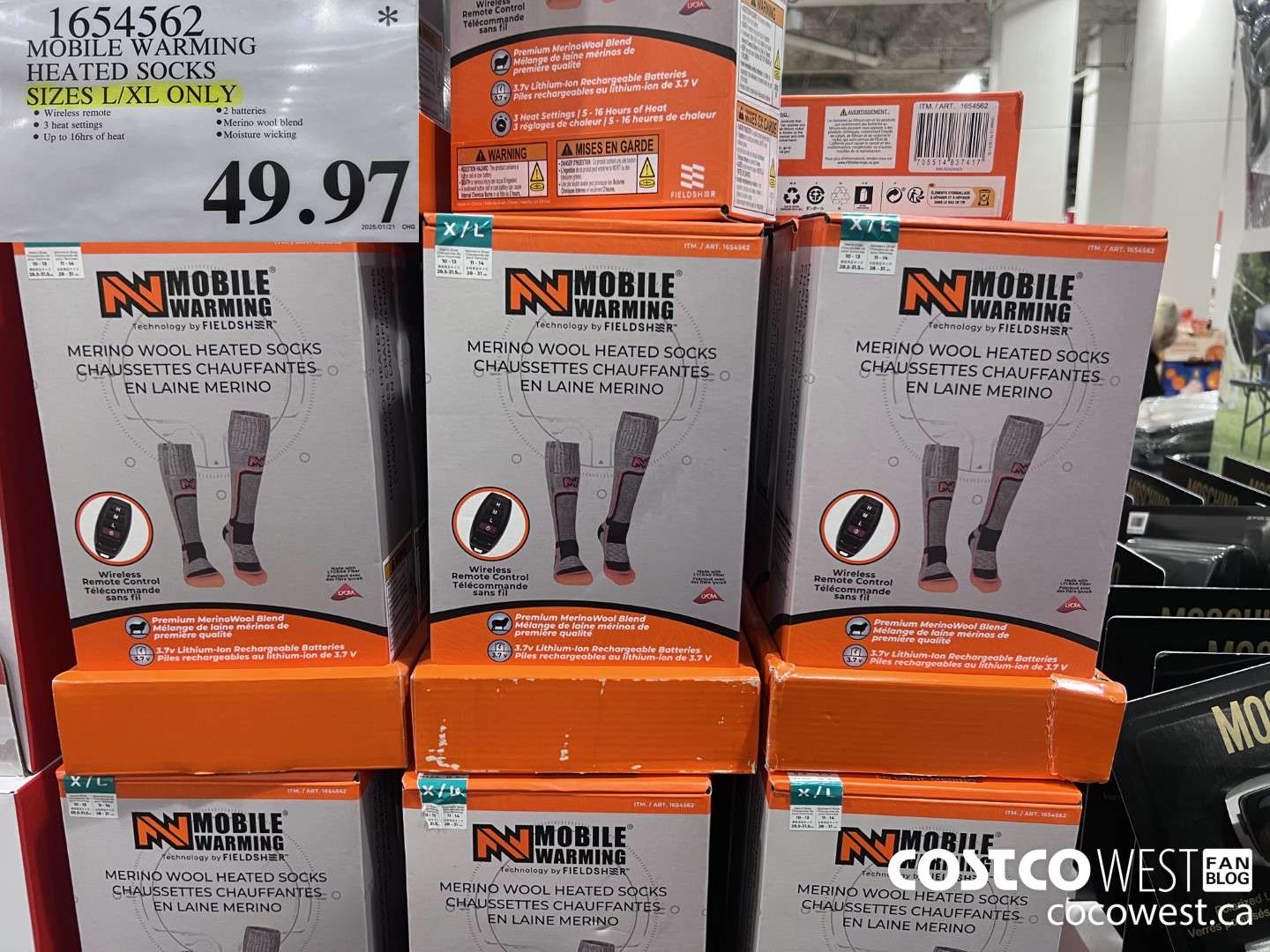 1654562 MOBILE WARMING HEATED SOCKS SIZES M-XL $49.97