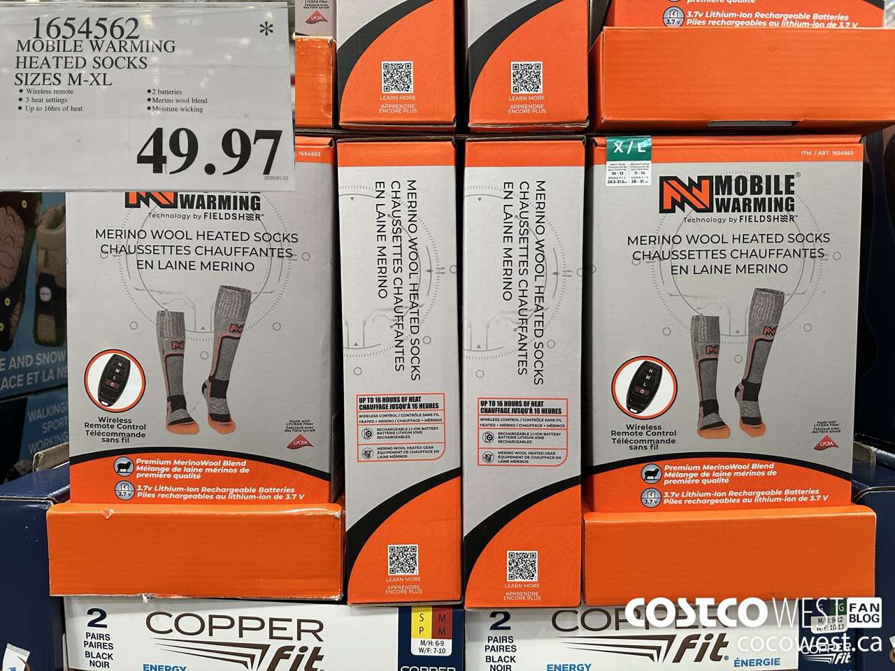 1654562 MOBILE WARMING HEATED SOCKS SIZES M-XL $49.97