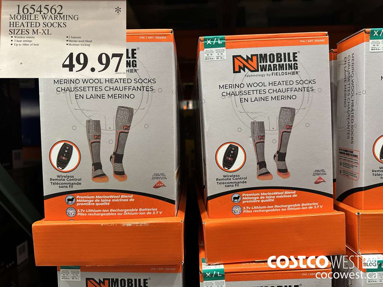 1654562 MOBILE WARMING HEATED SOCKS SIZES M-XL $49.97