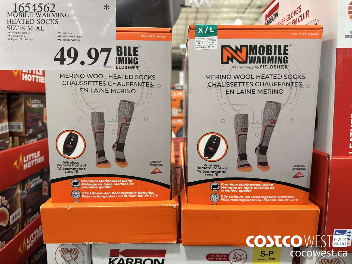 1654562 MOBILE WARMING HEATED SOCKS SIZES M-XL $49.97