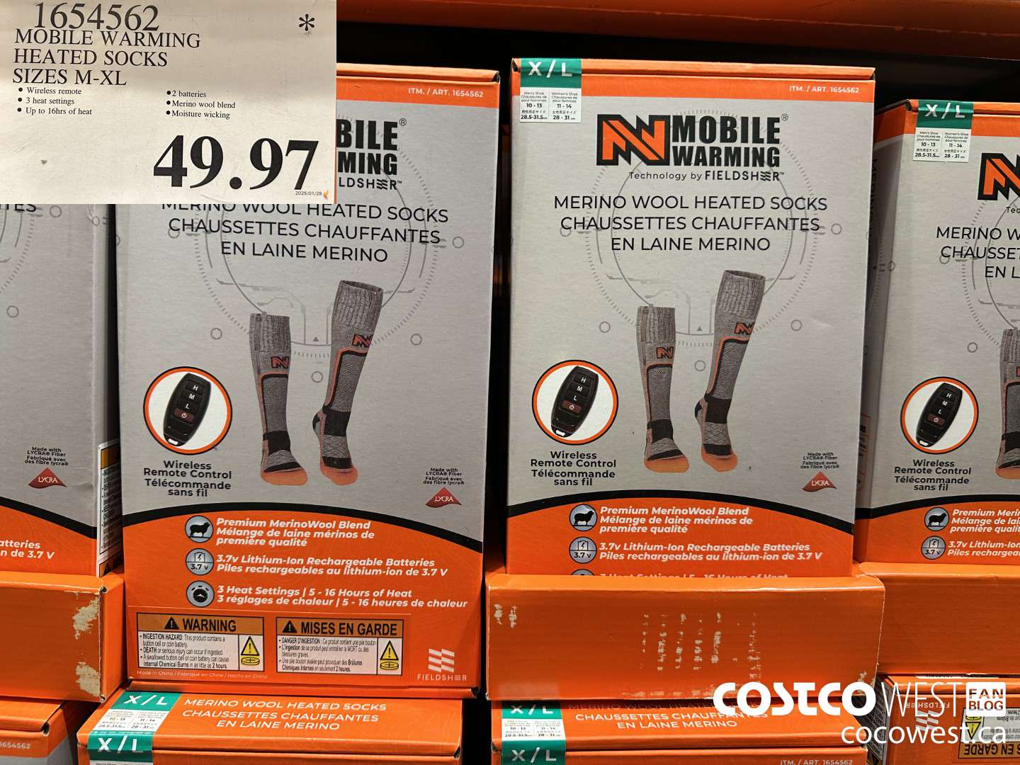 1654562 MOBILE WARMING HEATED SOCKS SIZES M-XL $49.97