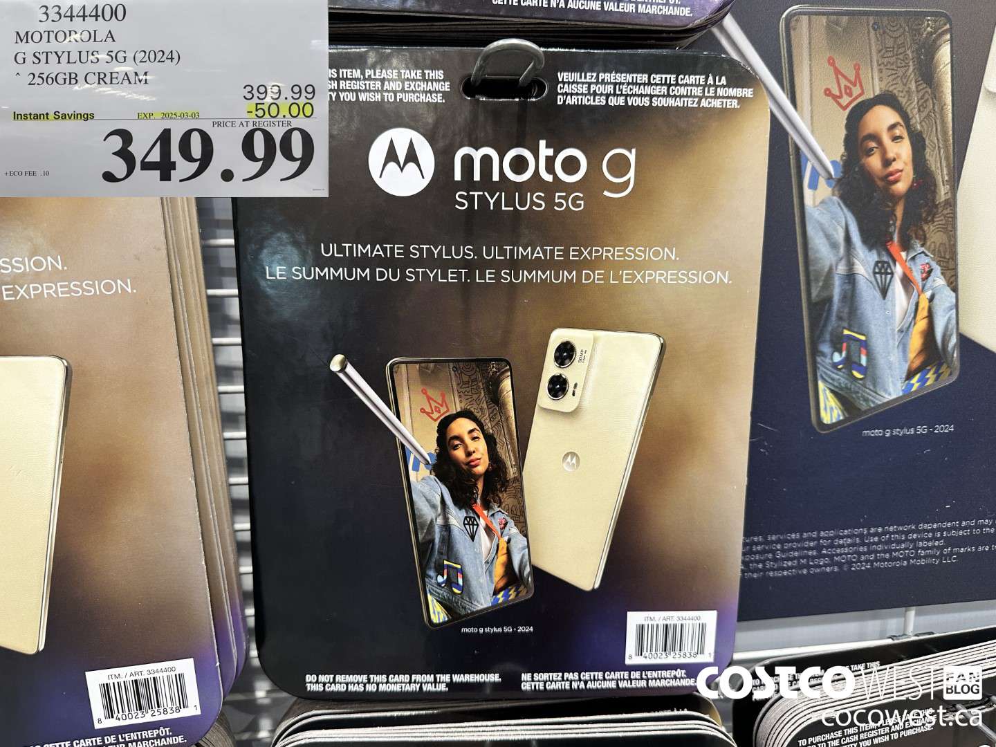 3344400 MOTOROLA G STYLUS 5G (2024) 256GB CREAM ($50.00 INSTANT SAVINGS EXPIRES ON 2025-03-03) $349.99