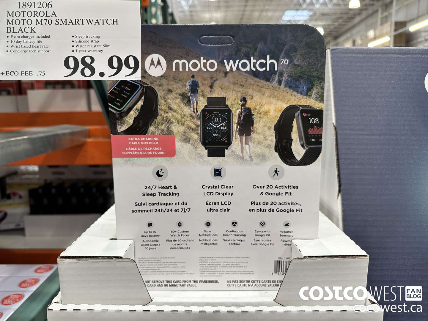 1891206 MOTOROLA MOTO M70 SMARTWATCH BLACK $98.99