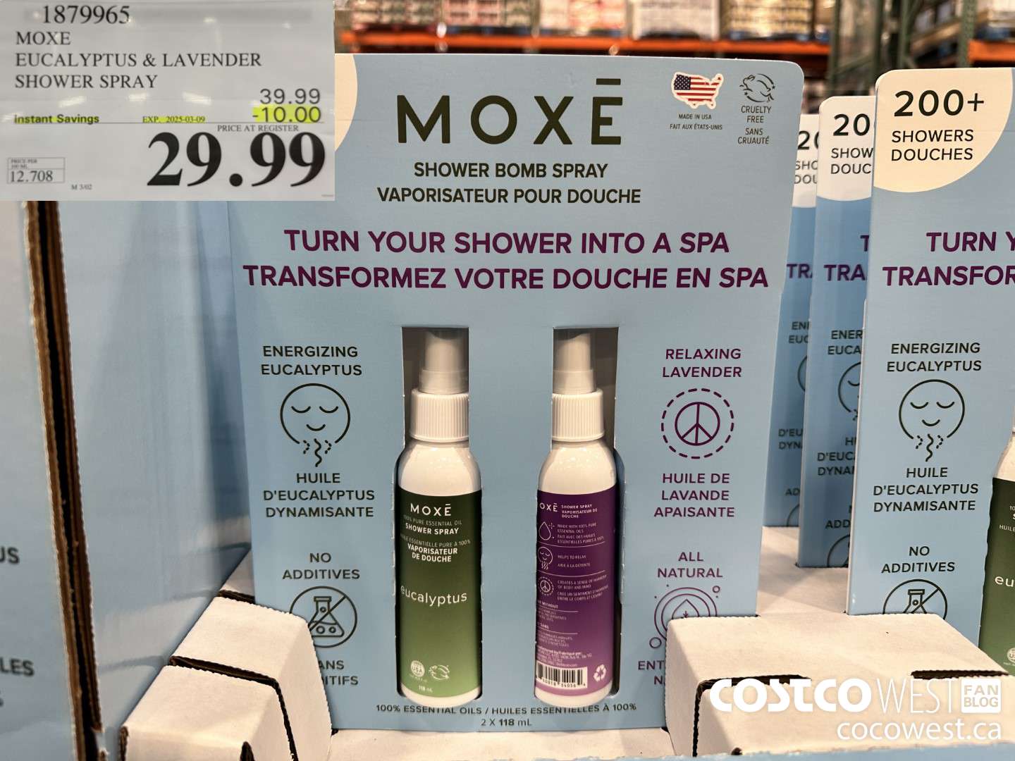 1879965 MOXE EUCALYPTUS & LAVENDER SHOWER SPRAY ($10.00 INSTANT SAVINGS EXPIRES ON 2025-03-09) $29.99