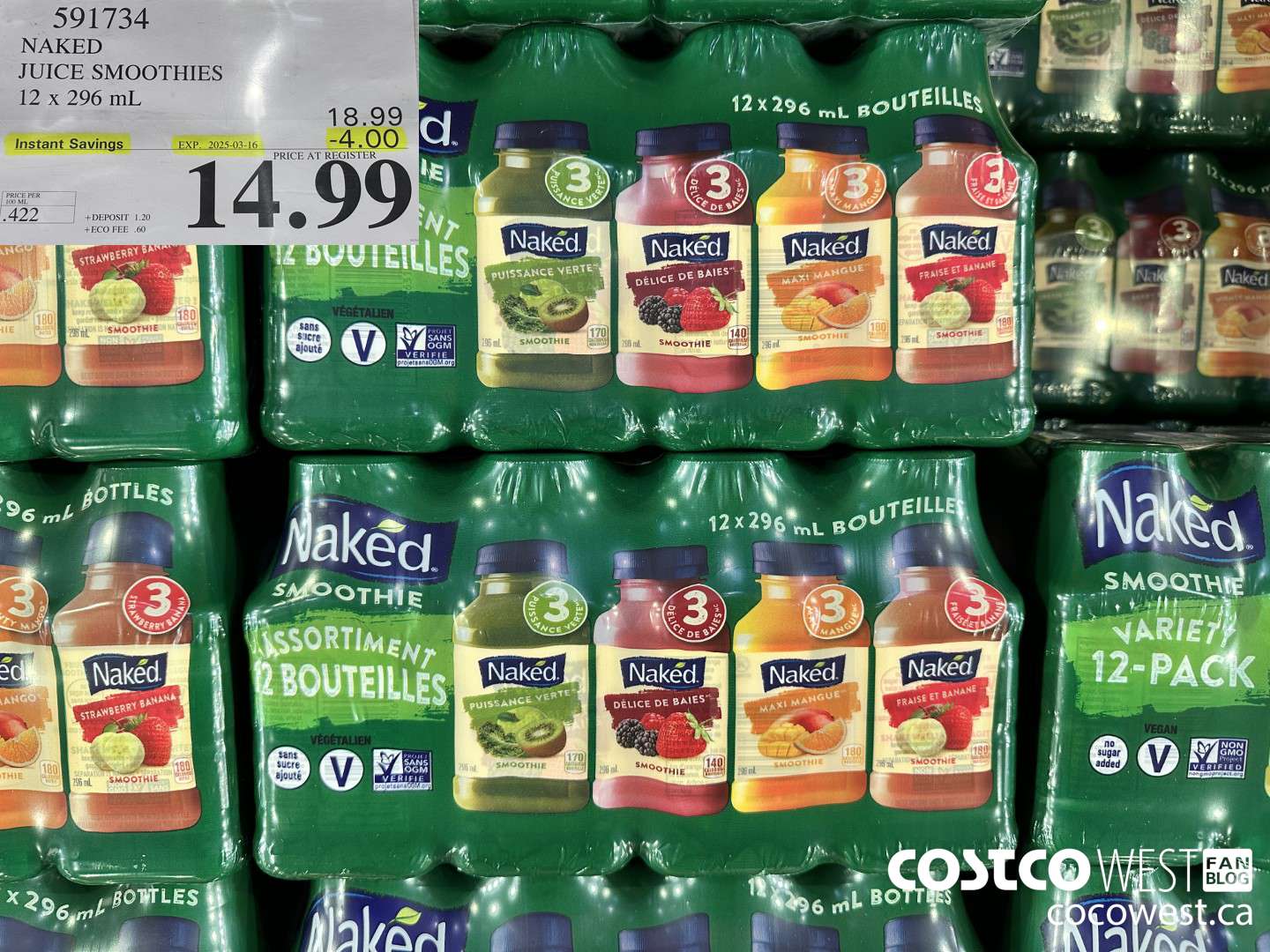 591734 NAKED JUICE SMOOTHIE 12 x 296 mL ($4.00 INSTANT SAVINGS EXPIRES ON 2025-03-16) $14.99