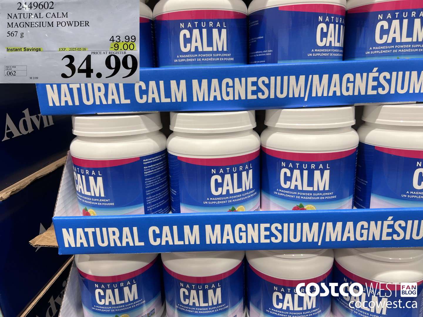 2449602 NATURAL CALM MAGNESIUM POWDER 567 g ($9.00 INSTANT SAVINGS EXPIRES ON 2025-02-16) $34.99