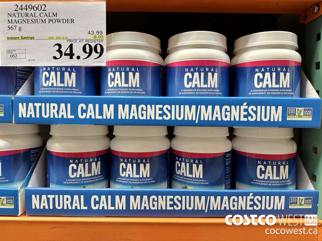 2449602 NATURAL CALM MAGNESIUM POWDER 567 g ($9.00 INSTANT SAVINGS EXPIRES ON 2025-02-16) $34.99