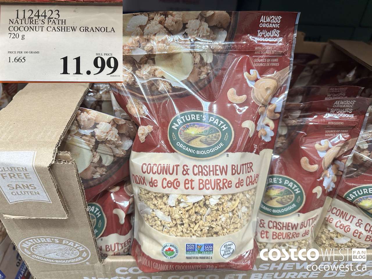 1124423 NATURE'S PATH COCONUT CASHEW GRANOLA 720 g $11.99