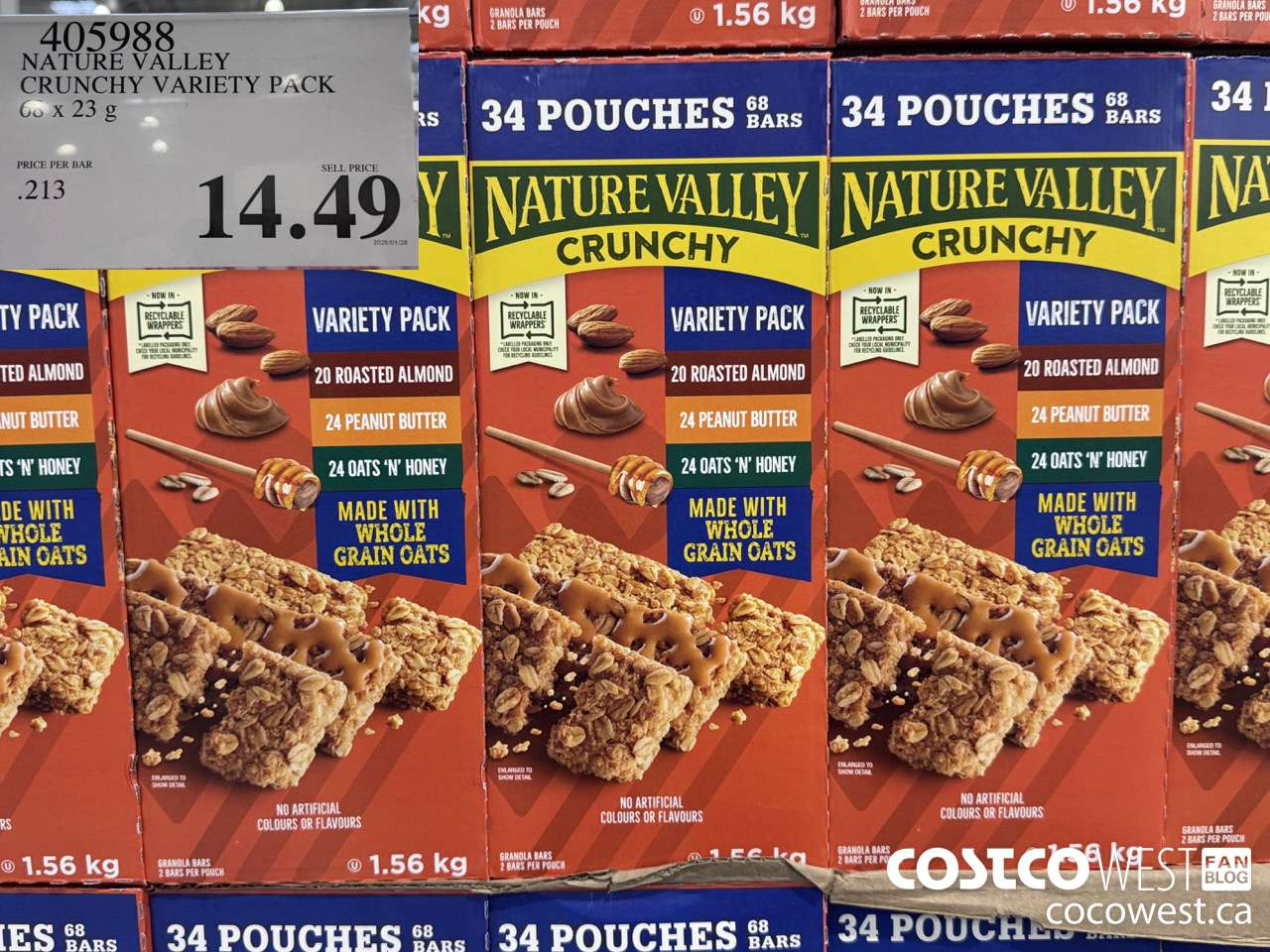 405988 NATURE VALLEY CRUNCHY VARIETY PACK OF 68 X 23 G $14.49