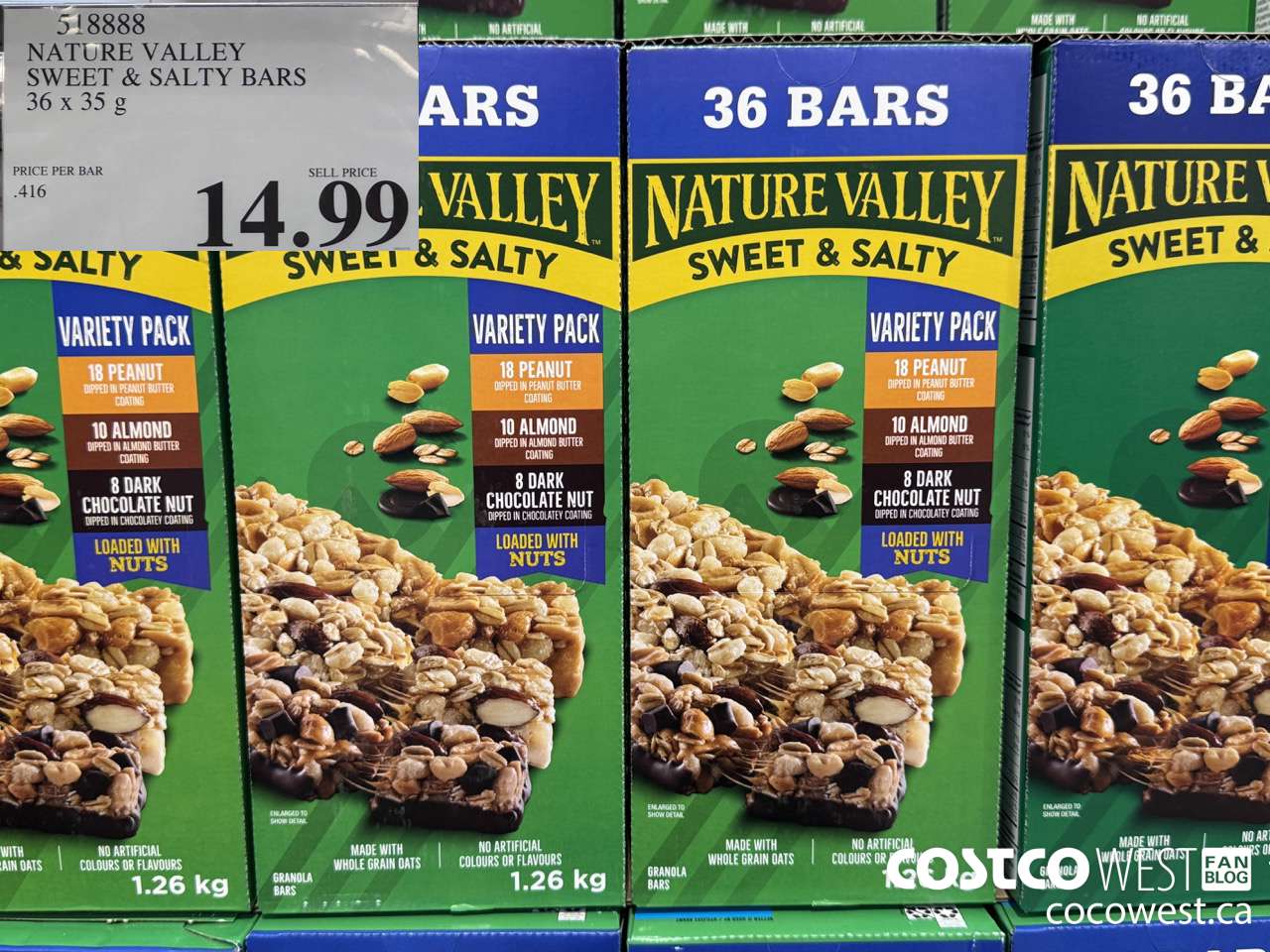 518888 NATURE VALLEY SWEET & SALTY BARS 36 X 35 G $14.99