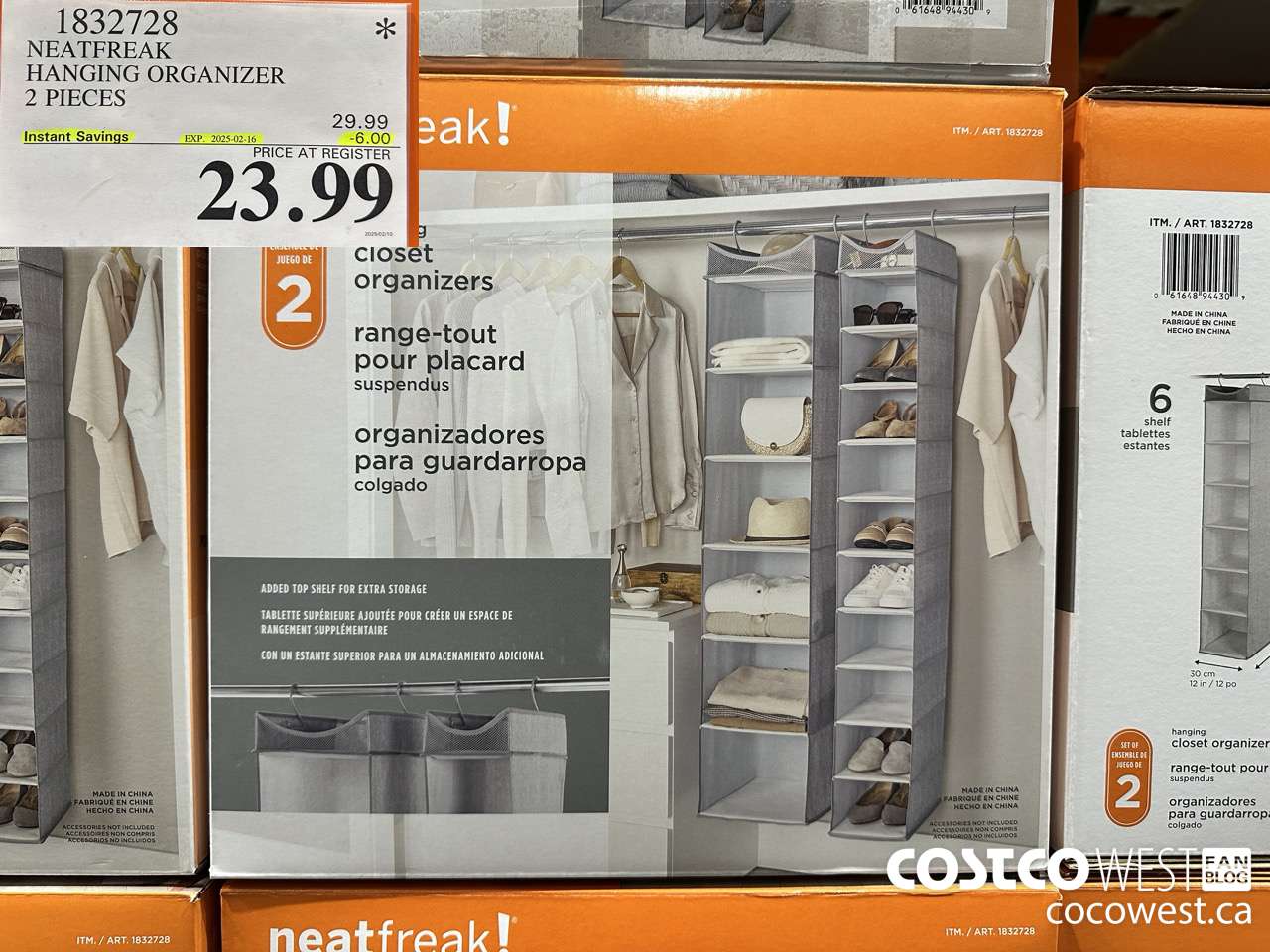 1832728 NEATFREAK HANGING ORGANIZER 2 PIECES ($6.00 INSTANT SAVINGS EXPIRES ON 2025-02-16) $23.99