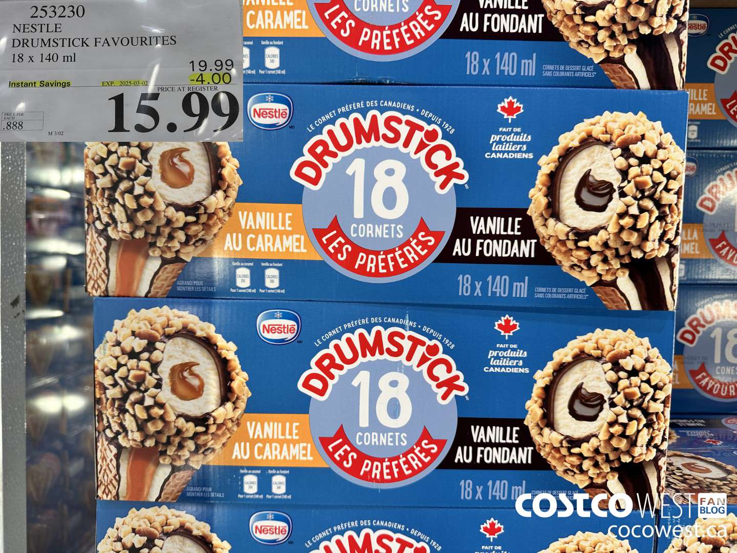 253230 NESTLE DRUMSTICK VARIETY PACK 18 x 140 ml ($4.00 INSTANT SAVINGS EXPIRES ON 2025-03-02) $15.99