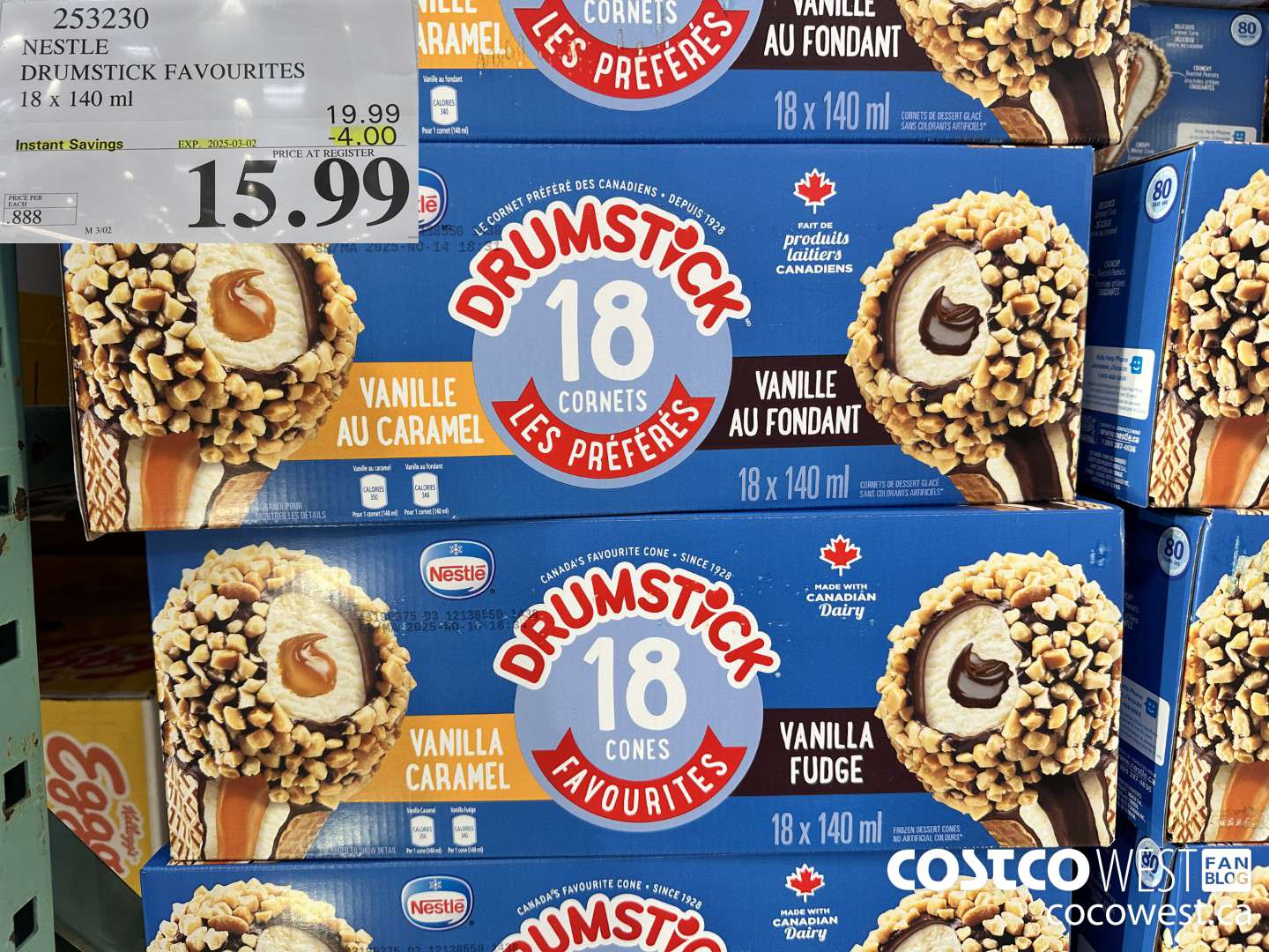 253230 NESTLE DRUMSTICK VARIETY PACK 18 x 140 ml ($4.00 INSTANT SAVINGS EXPIRES ON 2025-03-02) $15.99