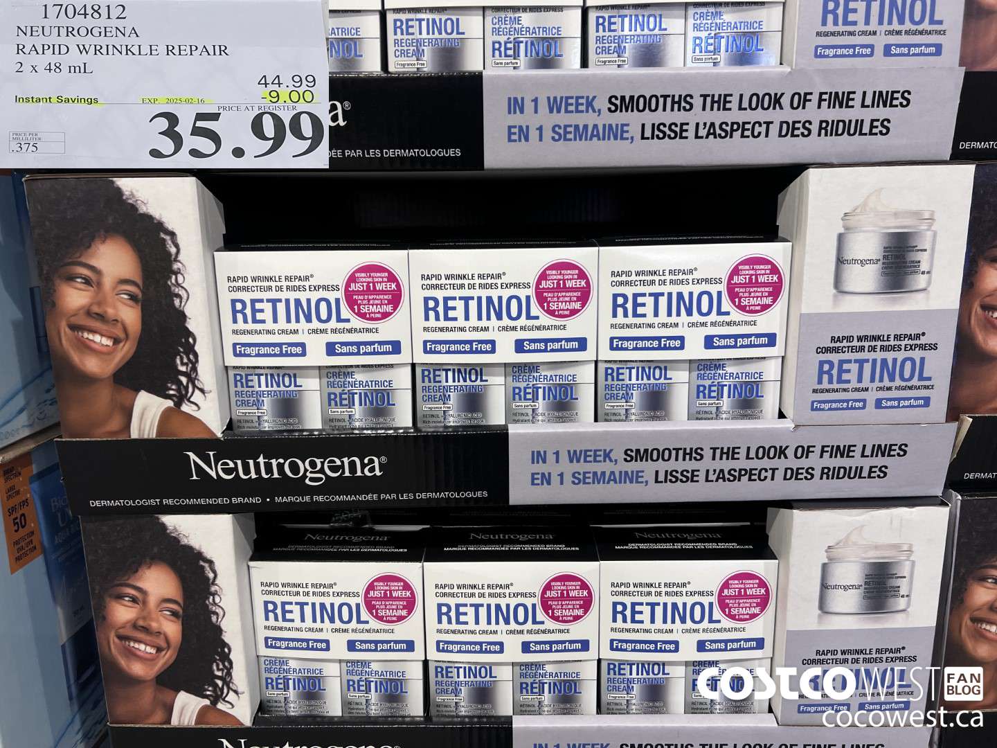 1704812 NEUTROGENA RAPID WRINKLE REPAIR 2 X 48ML ($9.00 INSTANT SAVINGS EXPIRES ON 2025-02-16) $35.99
