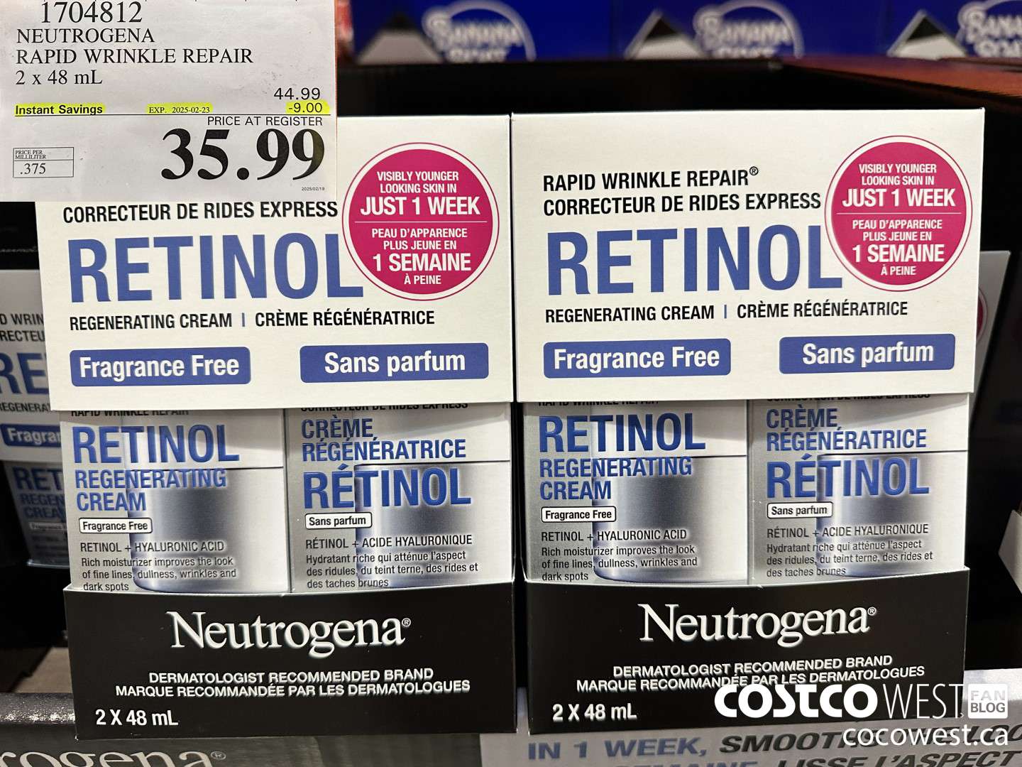 1704812 NEUTROGENA RAPID WRINKLE REPAIR 2 X 48ML ($9.00 INSTANT SAVINGS EXPIRES ON 2025-02-23) $35.99