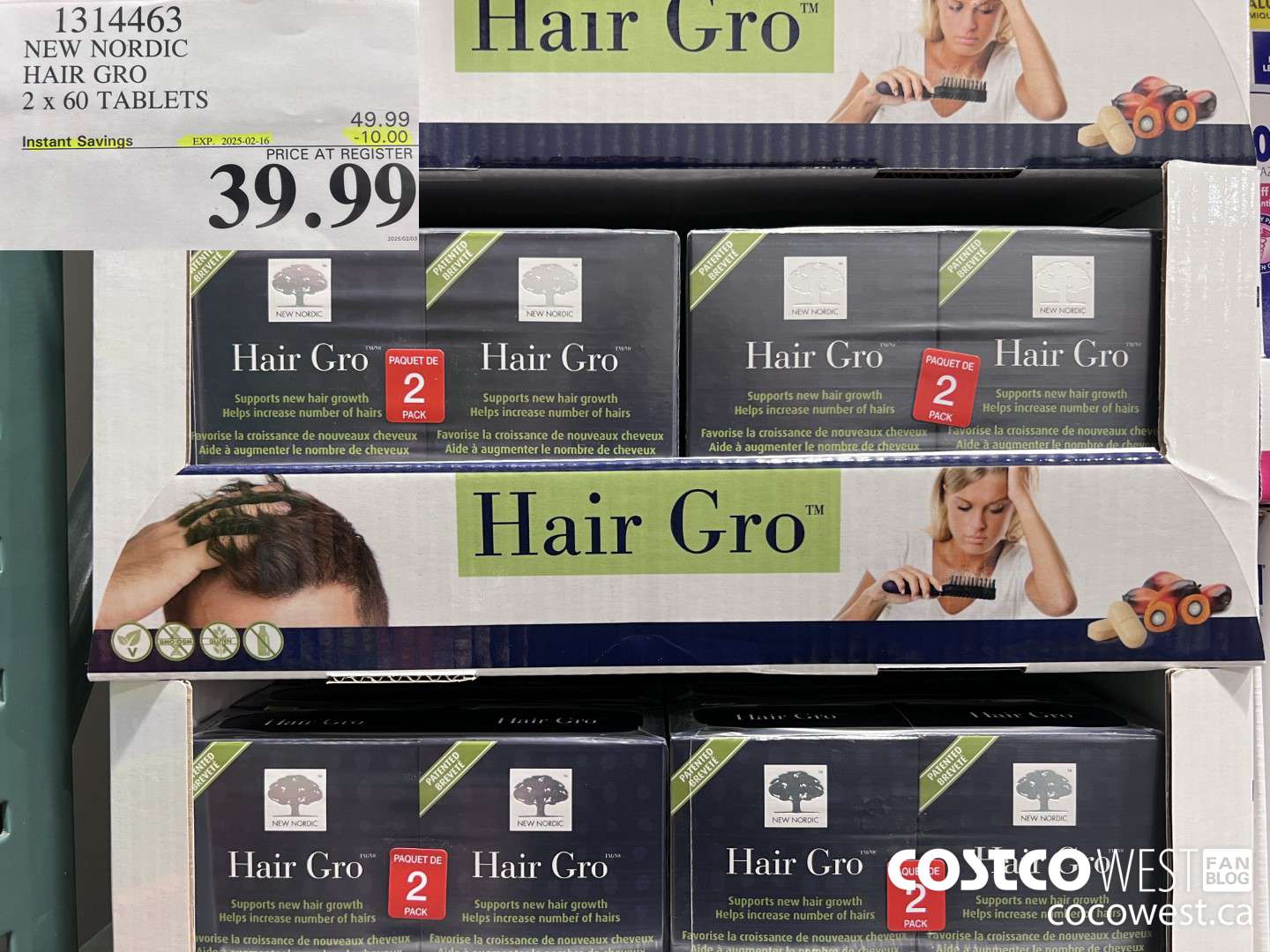 1314463 NEW NORDIC HAIR GRO 2 X 60 TABLETS ($10.00 INSTANT SAVINGS EXPIRES ON 2025-02-16) $39.99