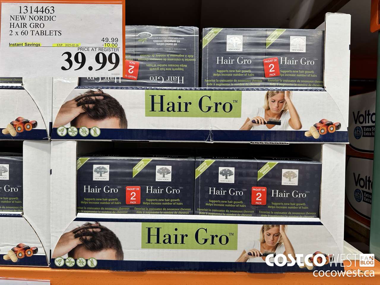 1314463 NEW NORDIC HAIR GRO 2 X 60 TABLETS ($10.00 INSTANT SAVINGS EXPIRES ON 2025-02-16) $39.99