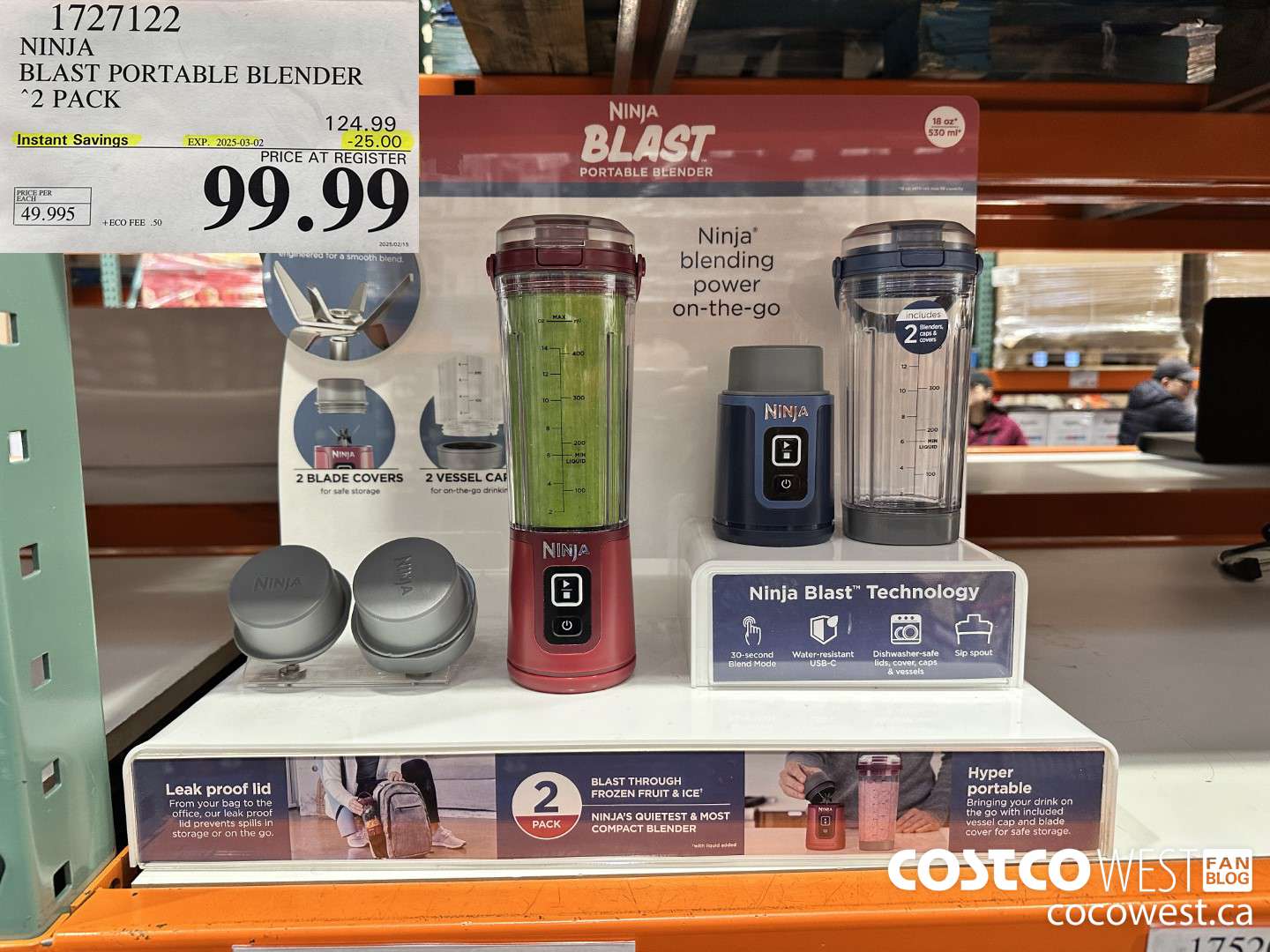 1727122 NINJA BLAST PORTABLE BLENDER 2 PACK ($25.00 INSTANT SAVINGS EXPIRES ON 2025-03-02) $99.99