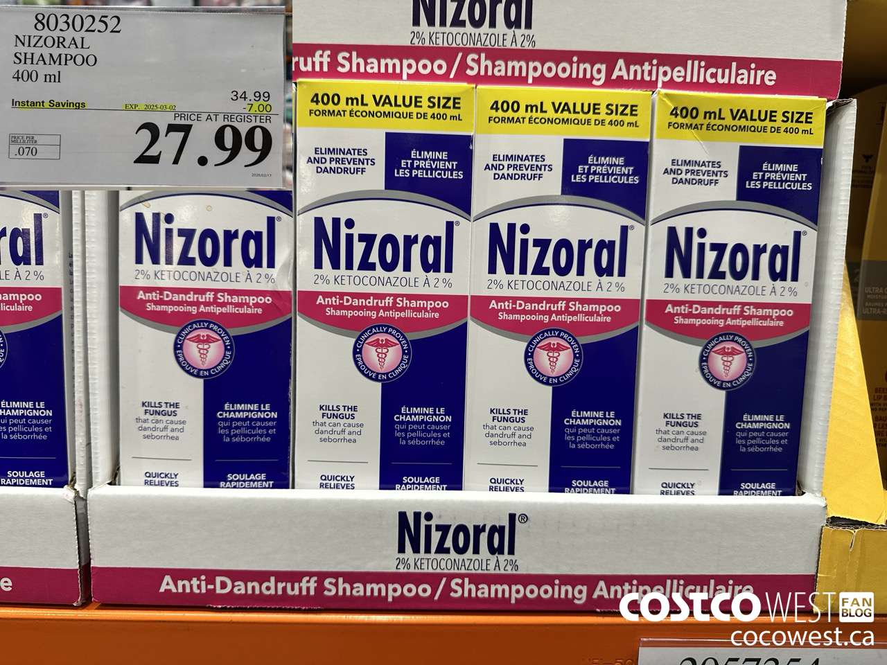 8030252 NIZORAL SHAMPOO 400ML ($7.00 INSTANT SAVINGS EXPIRES ON 2025-03-02) $27.99