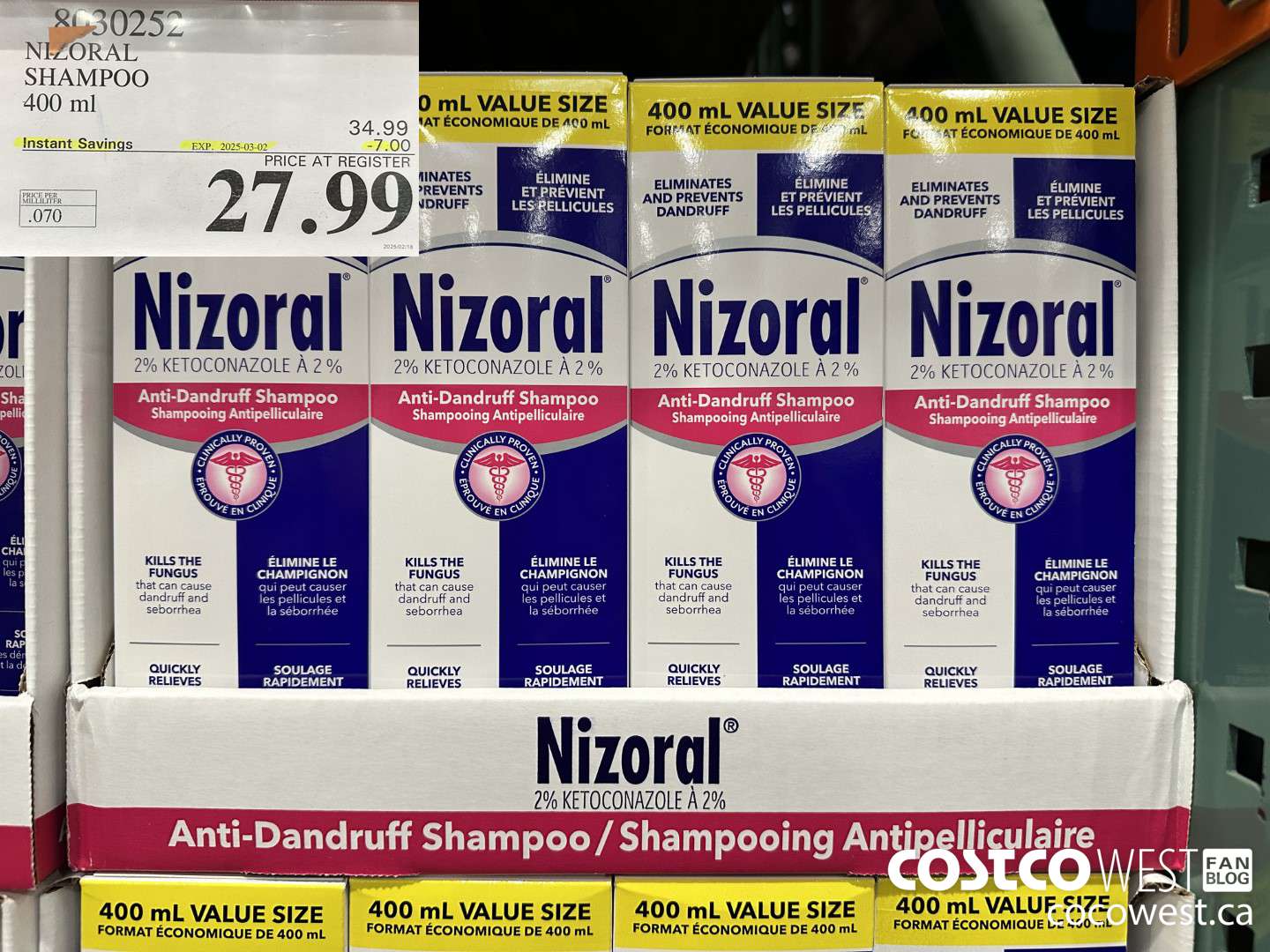 8030252 NIZORAL SHAMPOO 400ML ($7.00 INSTANT SAVINGS EXPIRES ON 2025-03-02) $27.99
