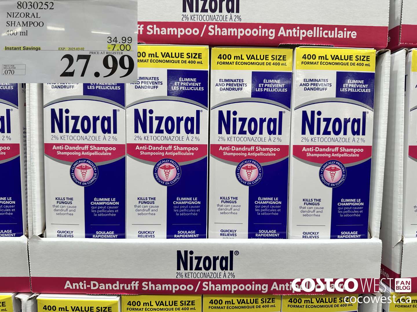 8030252 NIZORAL SHAMPOO 400ML ($7.00 INSTANT SAVINGS EXPIRES ON 2025-03-02) $27.99