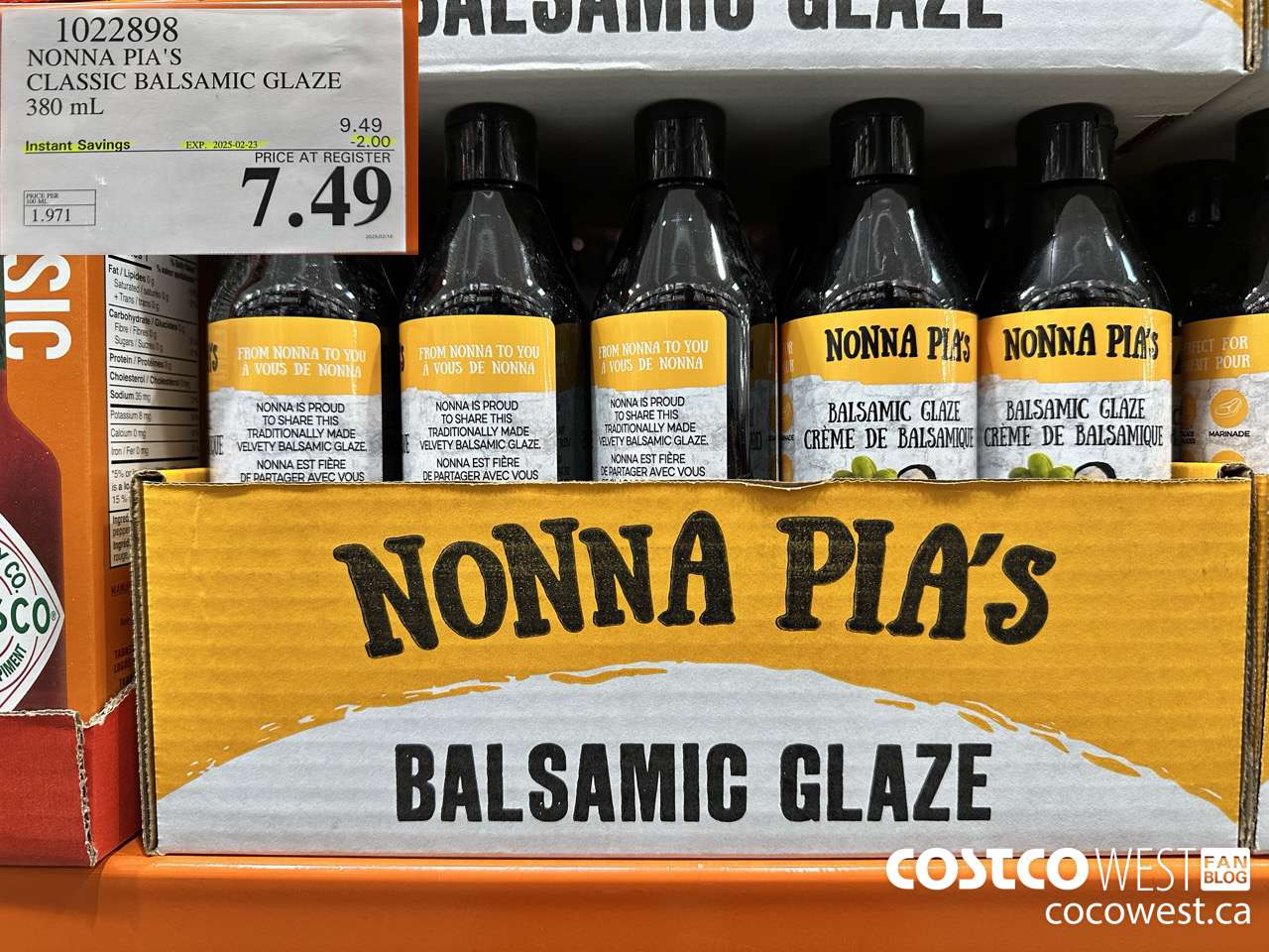 1022898 NONNA PIA'S GOURMET BALSAMIC REDUCTION 380 ML ($2.00 INSTANT SAVINGS EXPIRES ON 2025-02-23) $7.49