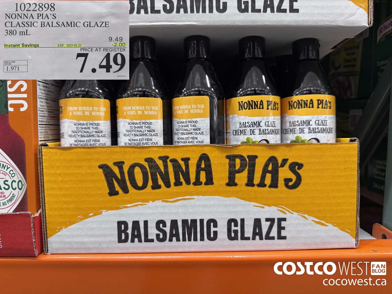 1022898 NONNA PIA'S GOURMET BALSAMIC REDUCTION 380 ML ($2.00 INSTANT SAVINGS EXPIRES ON 2025-02-23) $7.49