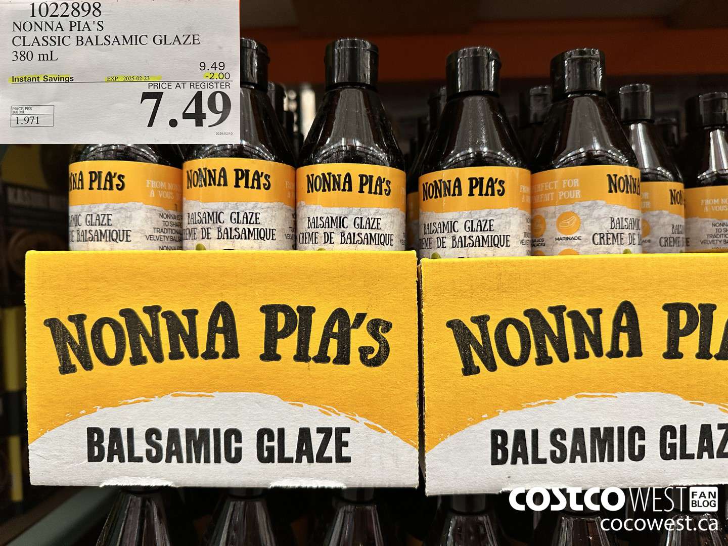 1022898 NONNA PIA'S GOURMET BALSAMIC REDUCTION 380 ML ($2.00 INSTANT SAVINGS EXPIRES ON 2025-02-23) $7.49