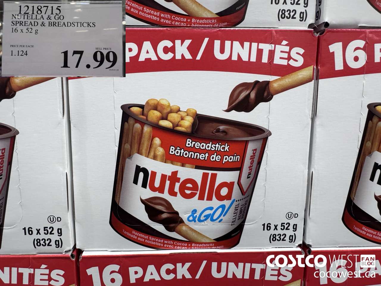 1218715 NUTELLA AND GO SPREAD & BREADSTICKS 16 X 52 G $17.99