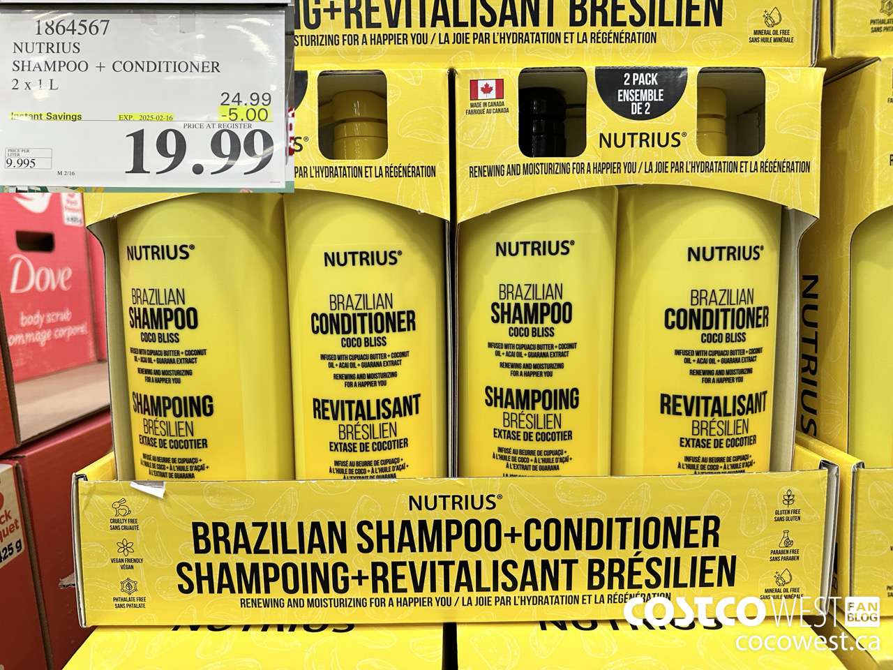 1864567 NUTRIUS SHAMPOO + CONDITIONER 2 X 1L ($5.00 INSTANT SAVINGS EXPIRES ON 2025-02-16) $19.99