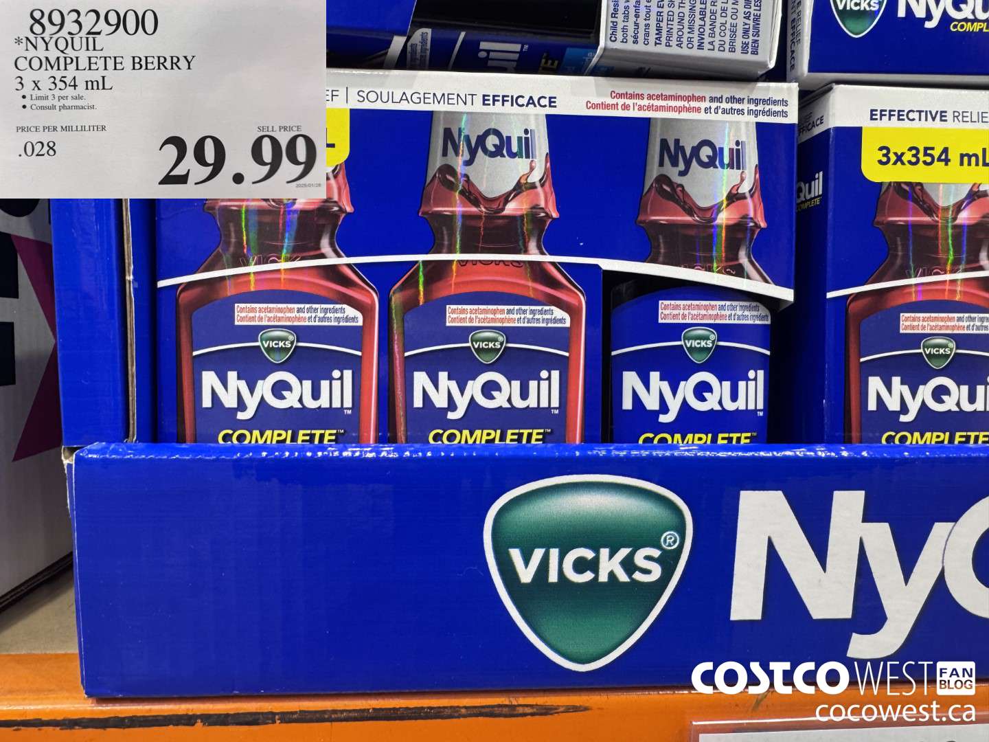 8932900 NYQUIL COMPLETE BERRY 3 X 354ML $29.99