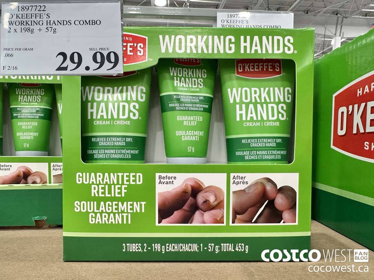 1897722 O'KEEFE'S WORKING HANDS COMBO 2 X 198G + 57G $29.99