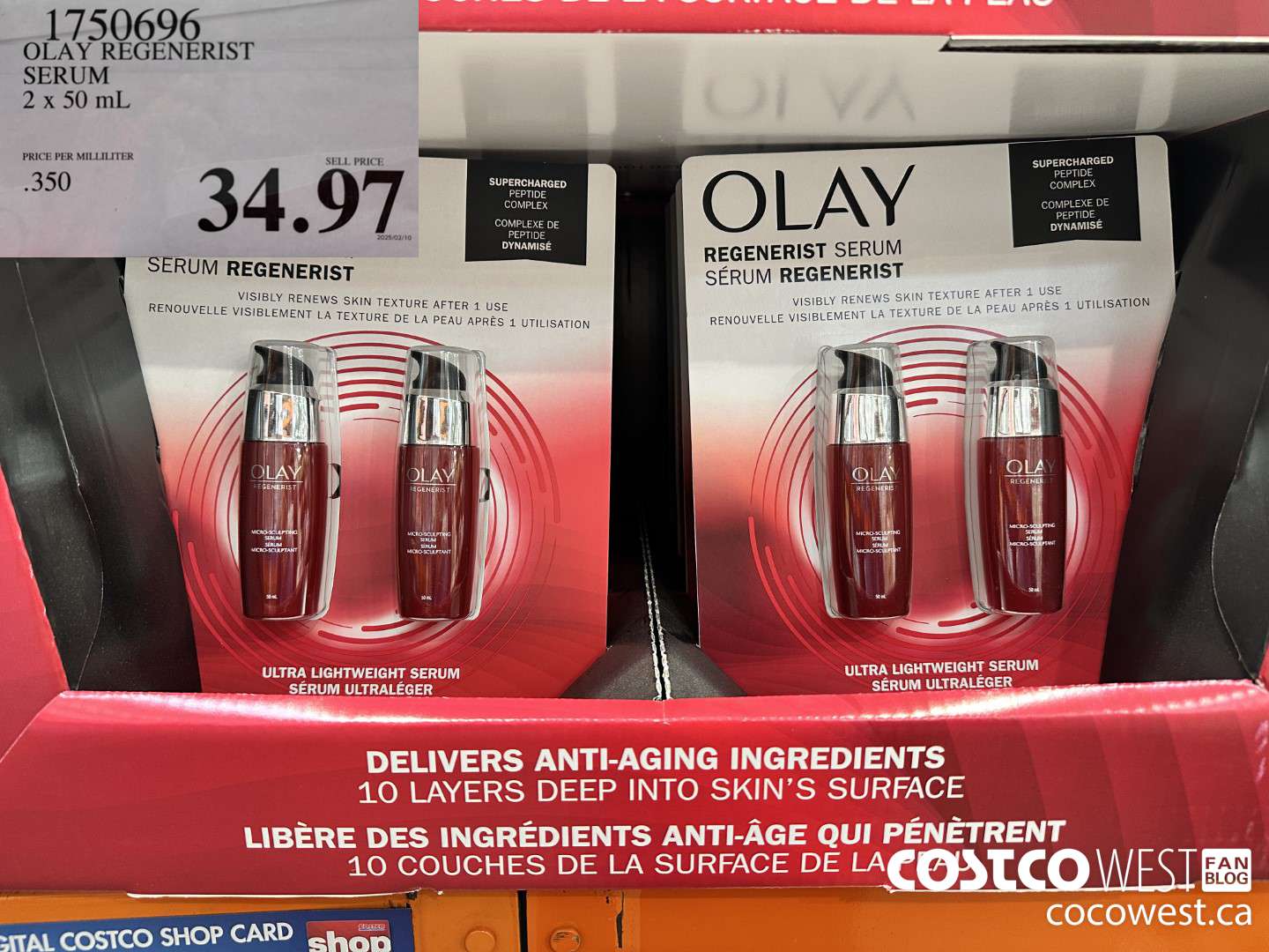 1750696 OLAY REGENERIST SERUM 2 X 50ML $34.97