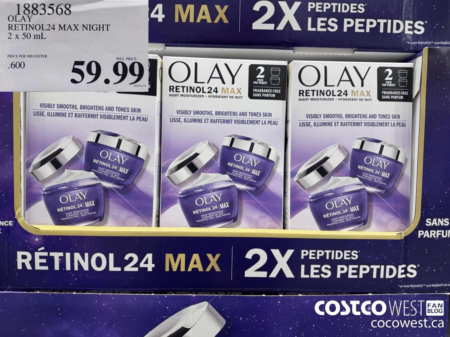 1883568 OLAY RETINOL24 MAX NIGHT 2 x 50 mL $59.99