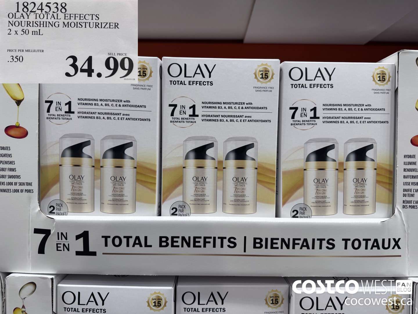 1824538 OLAY TOTAL EFFECTS NOURISHING MOISTURIZER 2 X 50ML $34.99