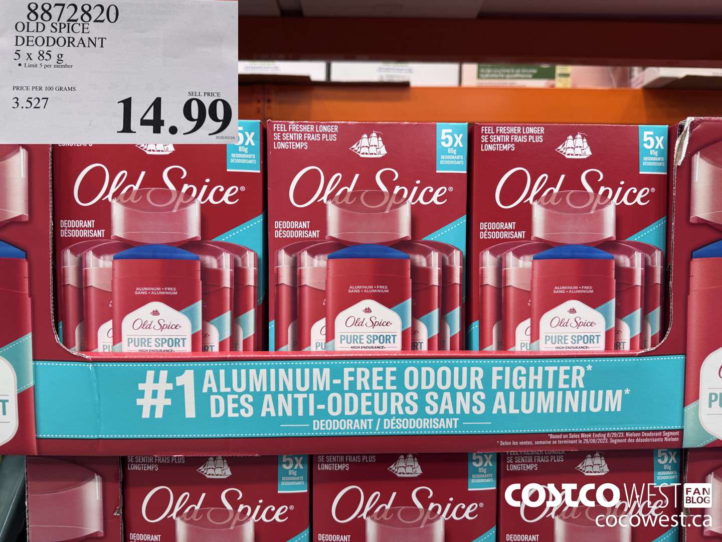 8872820 OLD SPICE DEODORANT 5 x 85 g $14.99