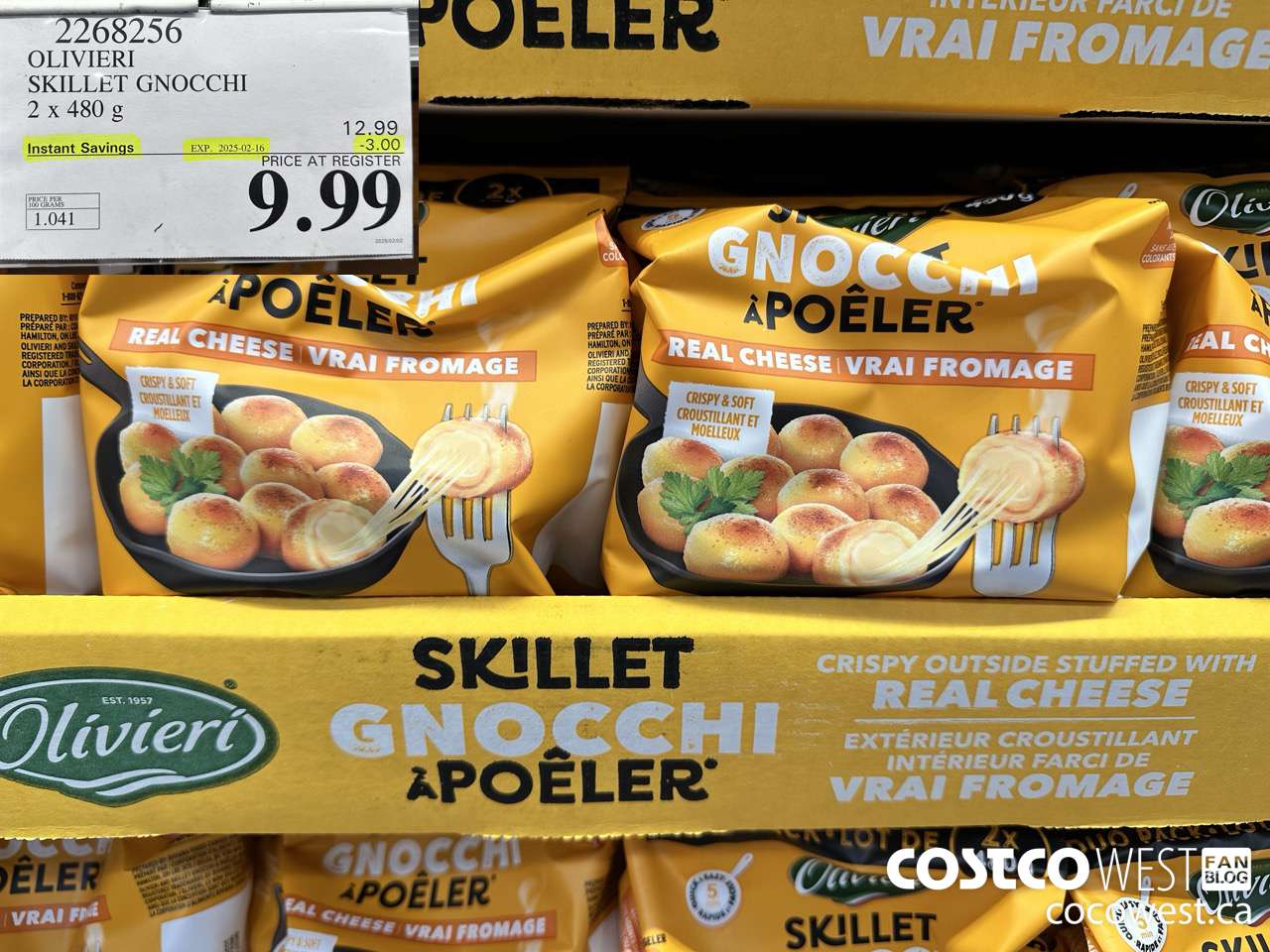 2268256 OLIVIERI SKILLET GNOCCHI 2 X 480G ($3.00 INSTANT SAVINGS EXPIRES ON 2025-02-16) $9.99